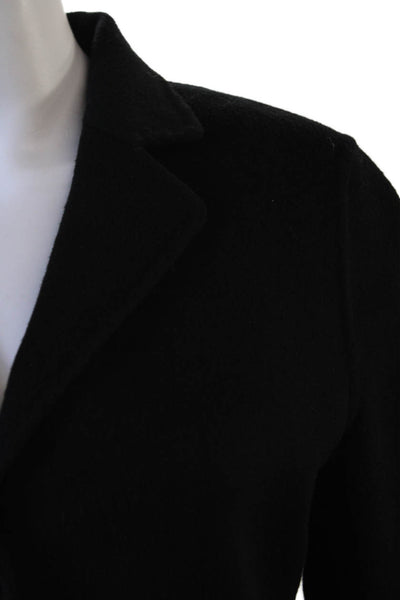 Zara Women Black Wool Blazer Collared Button Long Sleeve Designer Size S