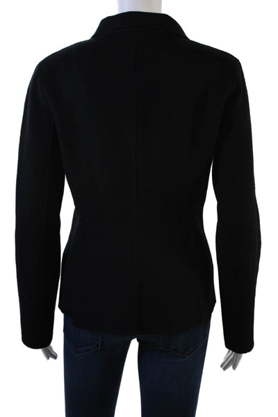 Zara Women Black Wool Blazer Collared Button Long Sleeve Designer Size S