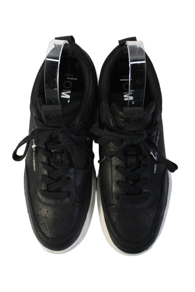 Freedom Of Movement Womens Leather Lace-Up Platform Sneakers Black Size 9