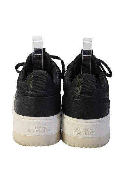 Freedom Of Movement Womens Leather Lace-Up Platform Sneakers Black Size 9
