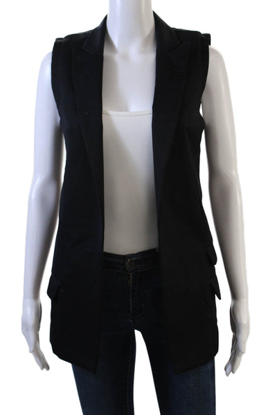 JNBY Women Black Collared Sleeveless Wool Polyester Vest Classic Fall Size M