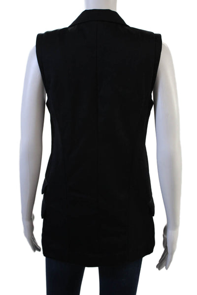 JNBY Women Black Collared Sleeveless Wool Polyester Vest Classic Fall Size M