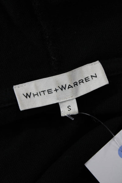 White + Warren Womens Black Cotton Cardigan Hoodie 3/4 Sleeve Size S