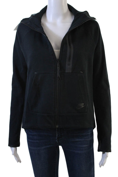 Nike Womens Windbreaker Black Zip Sports Size M