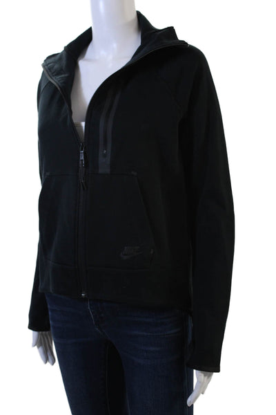 Nike Womens Windbreaker Black Zip Sports Size M