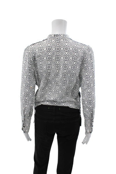 Rag & Bone Womens Cropped High Neck Aztec Blouse Black Size 2XS