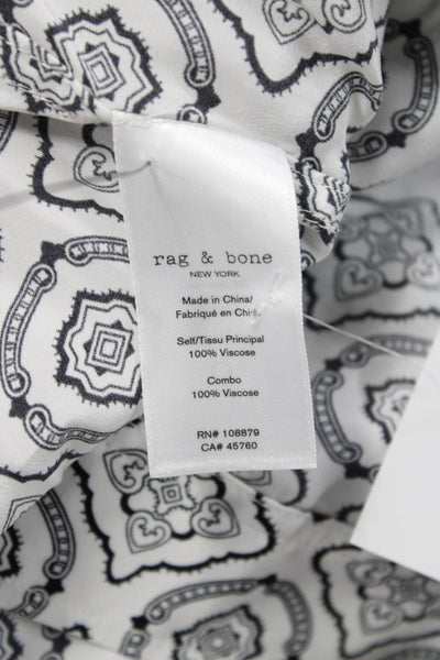 Rag & Bone Womens Cropped High Neck Aztec Blouse Black Size 2XS