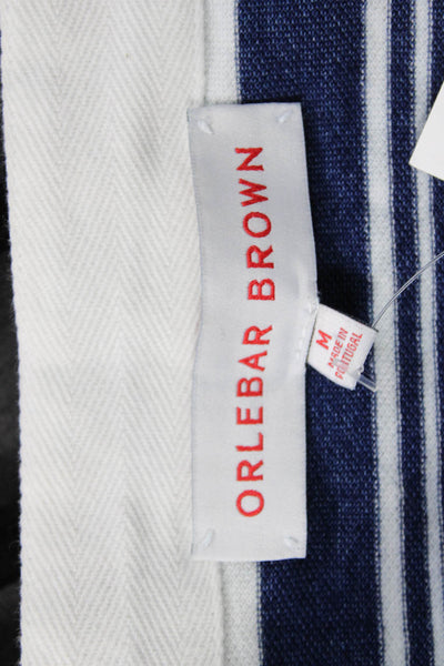 Orlebar Brown Unisex Dark Blue Striped Jersey T-Shirt Long Sleeve Size M