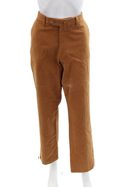 Eredi Pisano Mens Cropped Chino Pants Brown Cotton Size 32