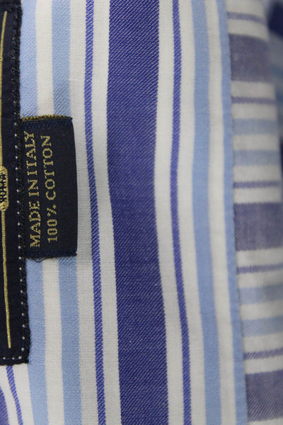 Eredi Pisano Mens Striped Long Sleeve Button Up Shirt Blue Size 15.5/39