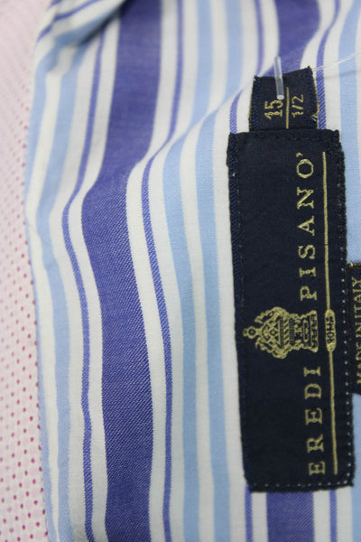 Eredi Pisano Mens Striped Long Sleeve Button Up Shirt Blue Size 15.5/39