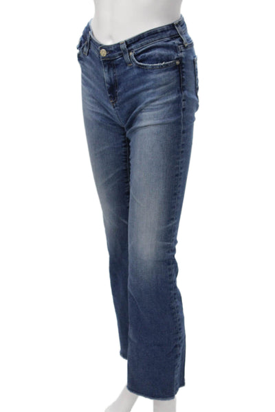 AG Womens Cropped Straight Jeans Blue Mid-Rise Button Size 24
