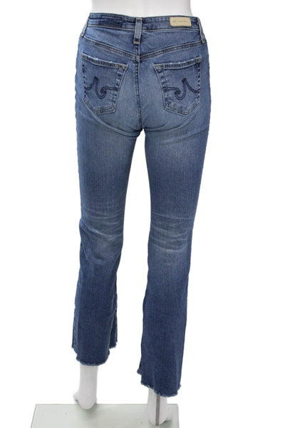 AG Womens Cropped Straight Jeans Blue Mid-Rise Button Size 24
