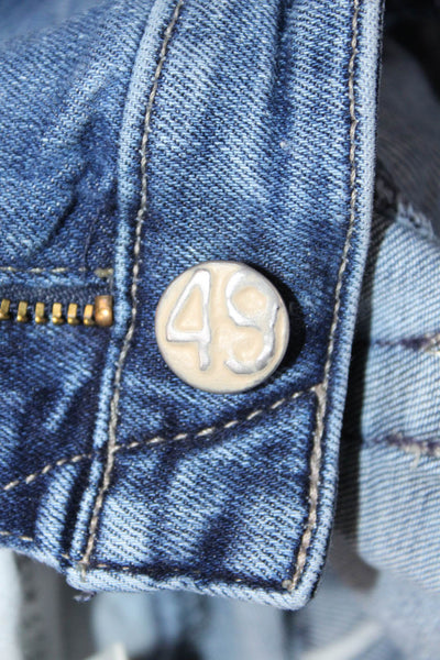 AG Womens Cropped Straight Jeans Blue Mid-Rise Button Size 24