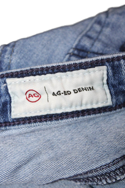 AG Womens Cropped Straight Jeans Blue Mid-Rise Button Size 24