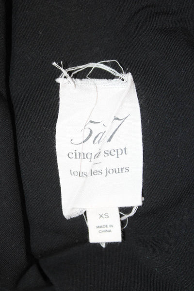 Cinq à Sept Womens Black Crew Neck Short Sleeve T-Shirt Cotton Spandex Size XS