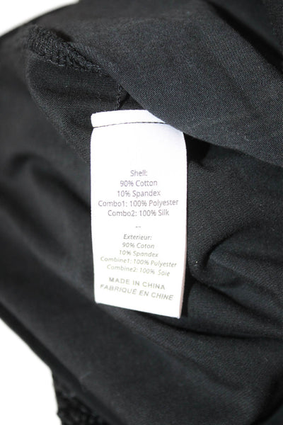 Cinq à Sept Womens Black Crew Neck Short Sleeve T-Shirt Cotton Spandex Size XS
