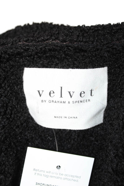 Velvet by Graham & Spencer Women Black Mock Neck Long Sleeve Jacket Size S