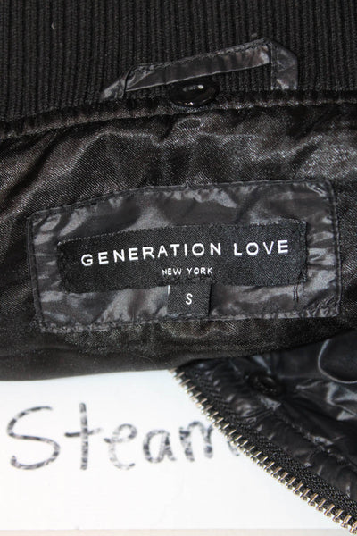 Generation Love Women Quilted Puffer Bomber Jacket Black Nylon Snap Size S