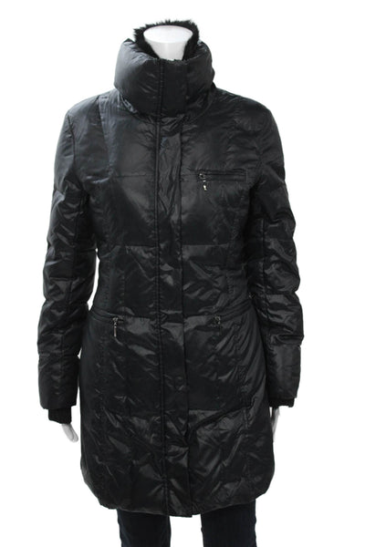 Steve by Searle Women Puffer Quilted Jacket Black Nylon Zip High Neck Size L