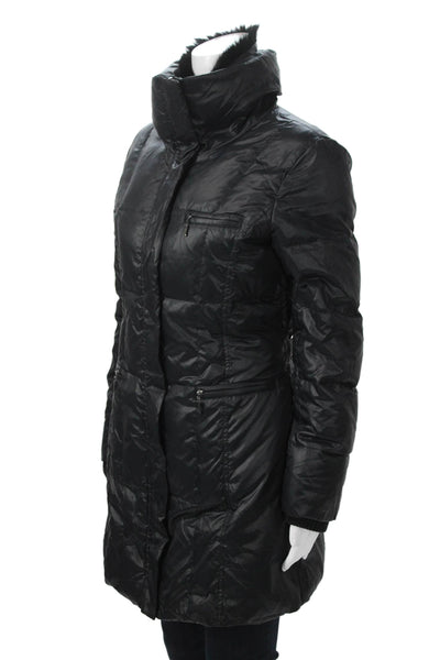 Steve by Searle Women Puffer Quilted Jacket Black Nylon Zip High Neck Size L