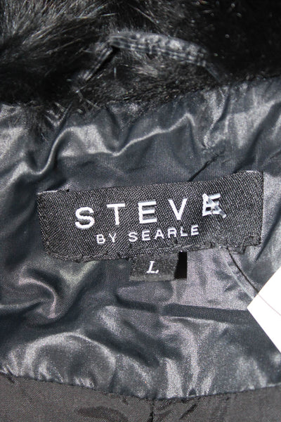 Steve by Searle Women Puffer Quilted Jacket Black Nylon Zip High Neck Size L