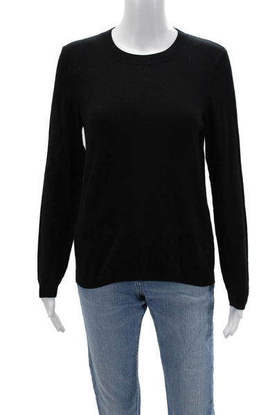 Minnie Rose Womens Pullover Sweater Black Crew Neck Long Sleeve Sz L