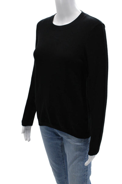 Minnie Rose Womens Pullover Sweater Black Crew Neck Long Sleeve Sz L