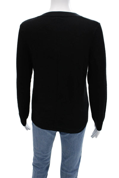 Minnie Rose Womens Pullover Sweater Black Crew Neck Long Sleeve Sz L