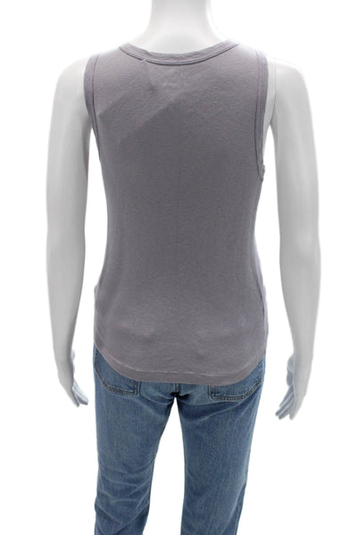 Velvet Womens Basic Solid Gray Cotton Round Neck Tank Size S