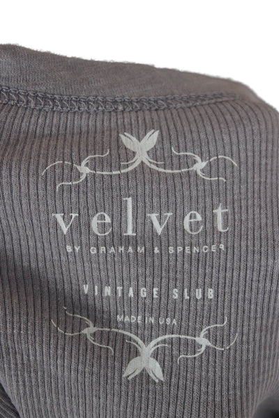 Velvet Womens Basic Solid Gray Cotton Round Neck Tank Size S