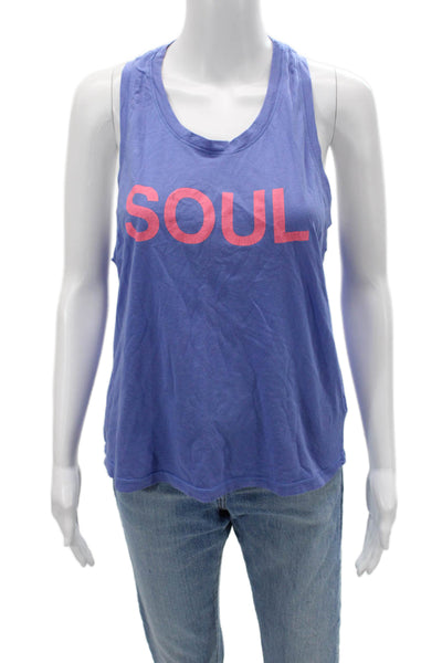 Soulcycle x Sundry Women Basic V Neck Graphic Tank Blue Size XS