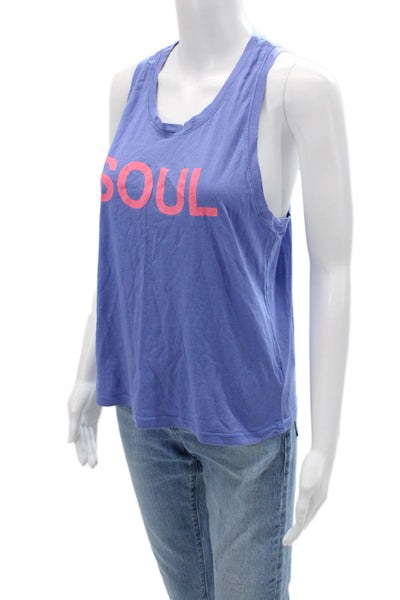 Soulcycle x Sundry Women Basic V Neck Graphic Tank Blue Size XS