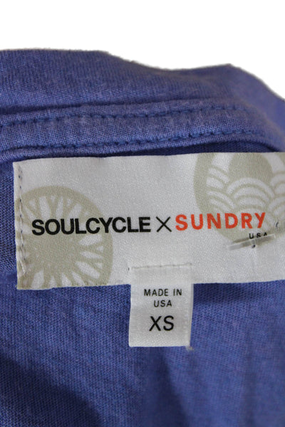 Soulcycle x Sundry Women Basic V Neck Graphic Tank Blue Size XS