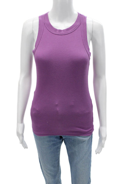 Sundays Women Purple Basic Sleeveless Tank Crew Neck Size XS