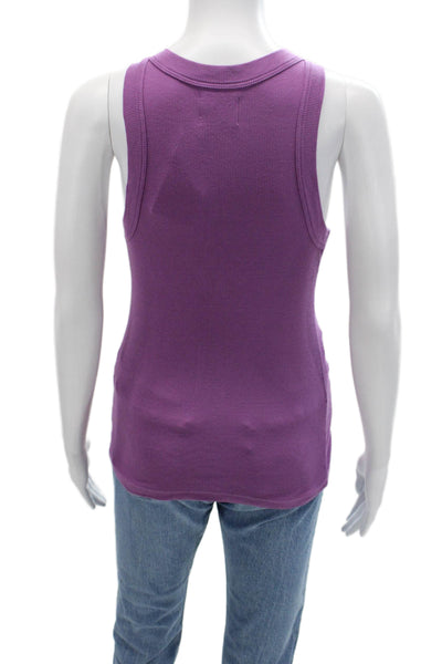 Sundays Women Purple Basic Sleeveless Tank Crew Neck Size XS