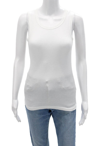 Sundays Women Basic Round Neck Tank White Sleeveless Size XS