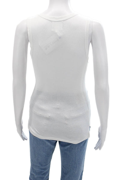 Sundays Women Basic Round Neck Tank White Sleeveless Size XS