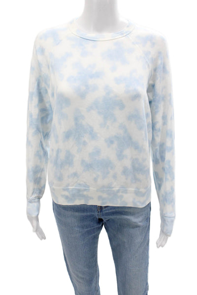 Leallo Women Pullover Sweatshirt Light Blue Cotton Crewneck Long Sleeve Size XS