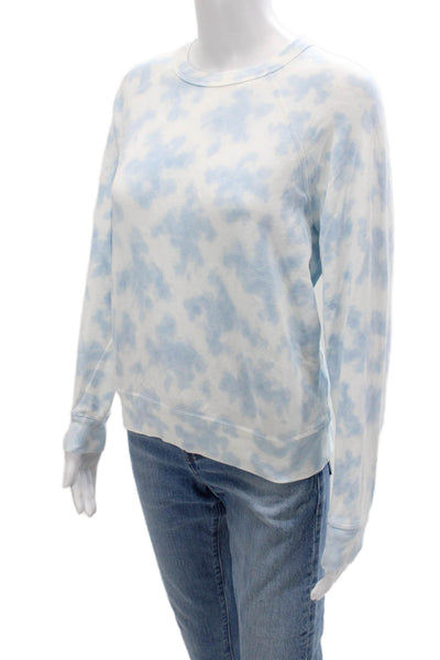 Leallo Women Pullover Sweatshirt Light Blue Cotton Crewneck Long Sleeve Size XS