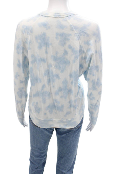 Leallo Women Pullover Sweatshirt Light Blue Cotton Crewneck Long Sleeve Size XS