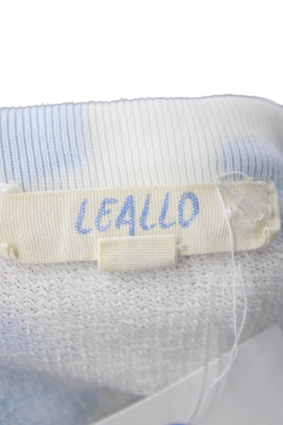 Leallo Women Pullover Sweatshirt Light Blue Cotton Crewneck Long Sleeve Size XS