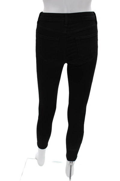L'Agence Womens Ankle Skinny Jeans Black Mid Rise Button Size 24