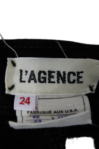 L'Agence Womens Ankle Skinny Jeans Black Mid Rise Button Size 24
