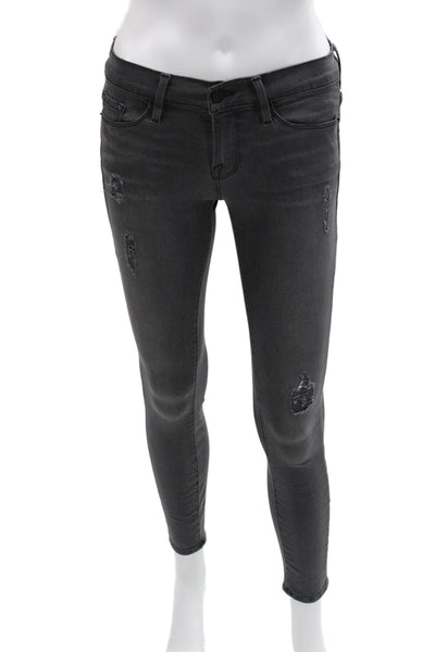 Frame Womens Ankle Skinny Jeans Dark Gray Mid Rise Button Size 25