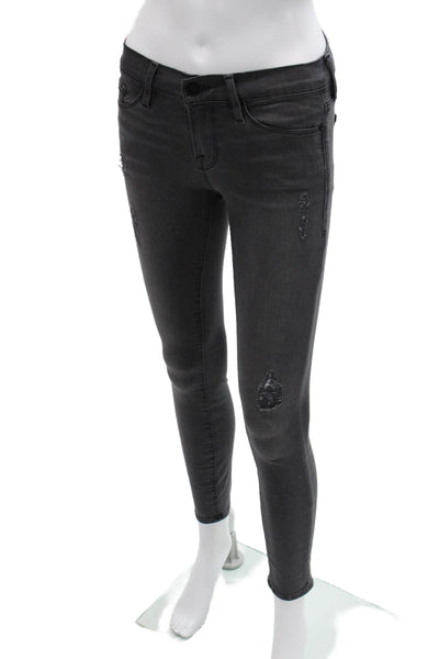 Frame Womens Ankle Skinny Jeans Dark Gray Mid Rise Button Size 25