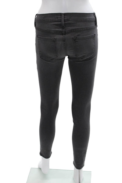 Frame Womens Ankle Skinny Jeans Dark Gray Mid Rise Button Size 25