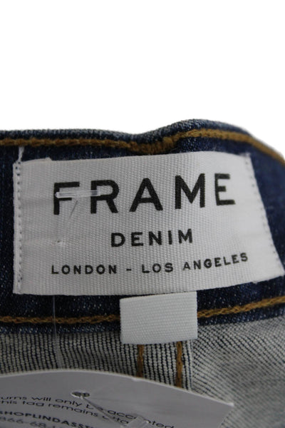Frame Women Ankle Skinny Jeans Dark Blue Mid Rise Button 27in Size 25