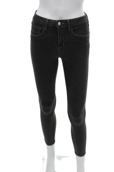 L'Agence Women Black Mid Rise Ankle Skinny Jeans Petite Size 24