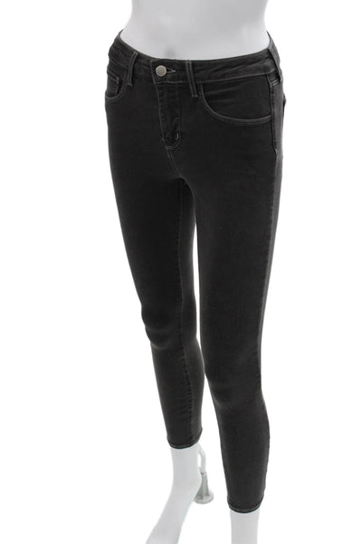 L'Agence Women Black Mid Rise Ankle Skinny Jeans Petite Size 24